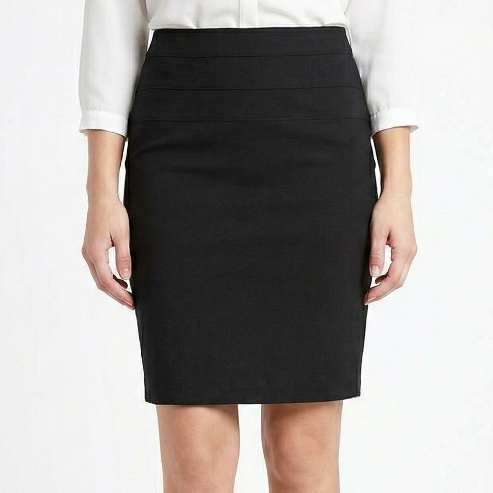 Candie’s Vintage Y2K Black Pencil Skirt Seam Detail High Waist Kick Pleat 7 EUC